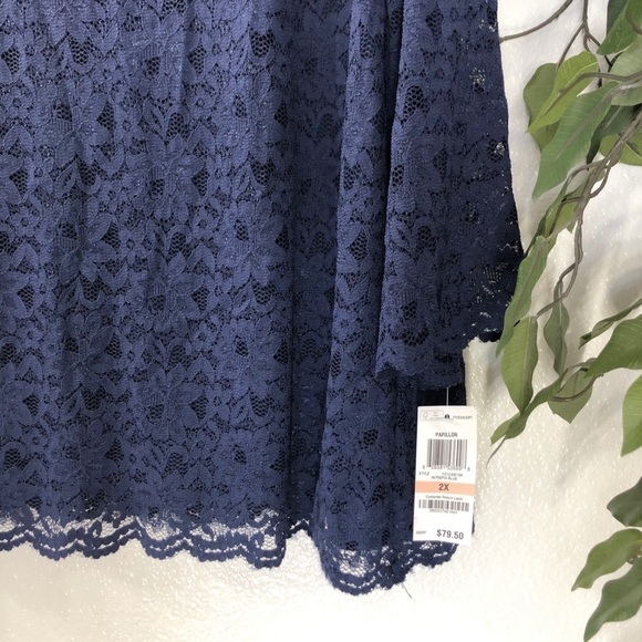 PLUS NWT Charter Club Blue Lace Papillon Top - Picture 2 of 5